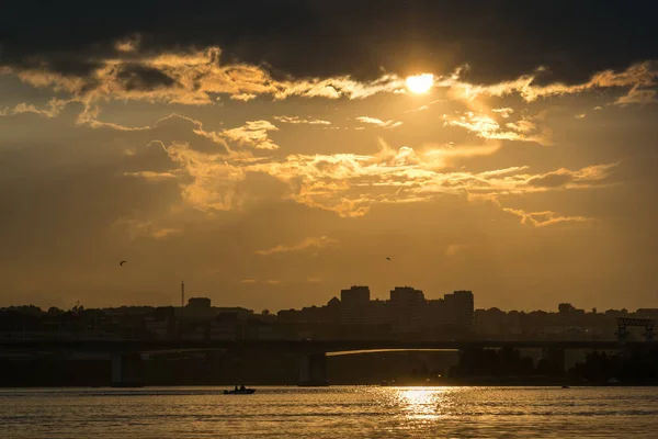 Ponte Accademico Sull Angara Tramonto — Foto Stock