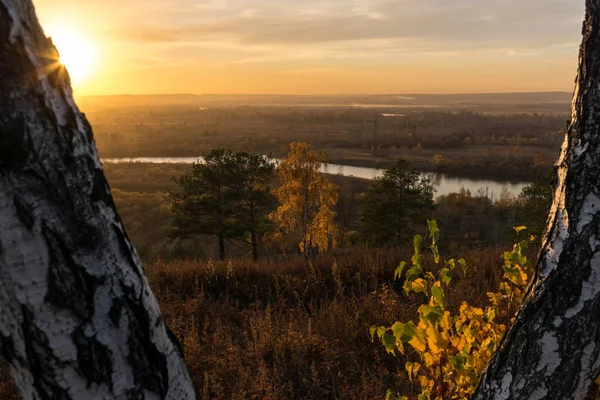 Solnedgång Över Floden Irkut — Stockfoto