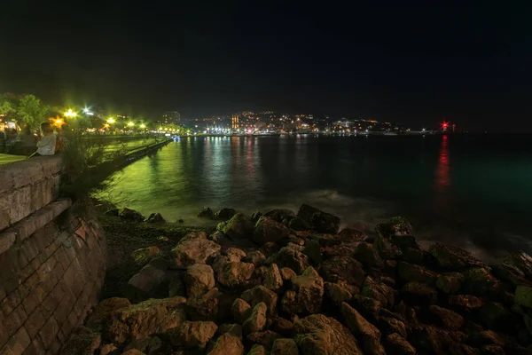 Vista Noturna Aterro Yalta — Fotografia de Stock