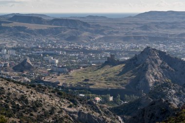 Crimea Sudak şehrin üstten görünüm