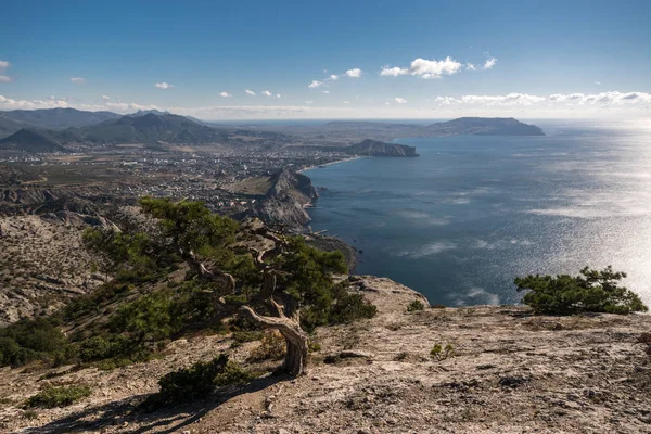 Pohled Města Sudak Shora Falcon Mountain — Stock fotografie