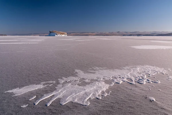 Neve Fresca Gelo Lago Baikal — Fotografia de Stock