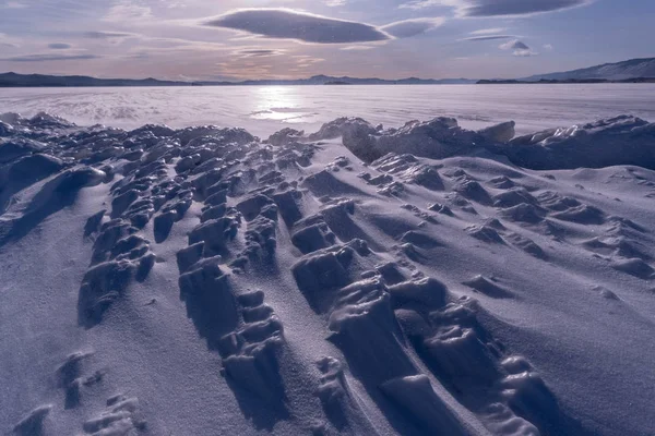 Tempesta Neve Pesante Sul Lago Baikal — Foto Stock