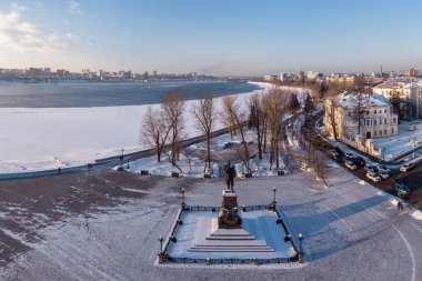 Irkutsk, Rusya - 18 Aralık 2018: Alexander üçüncü Irkutsk Anıtı Üstten Görünüm