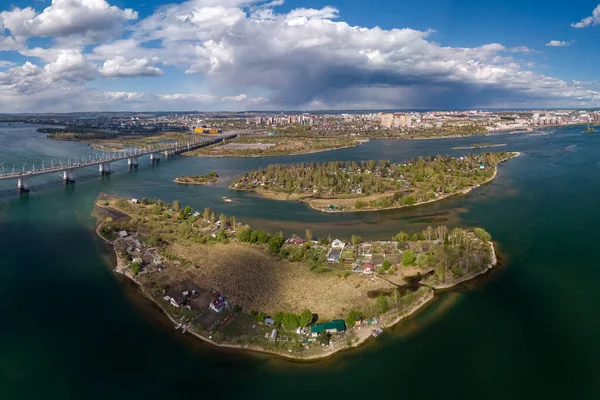 Αεροφωτογραφία Των Νησιών Στη Μέση Της Angara Στο Ιρκούτσκ — Φωτογραφία Αρχείου