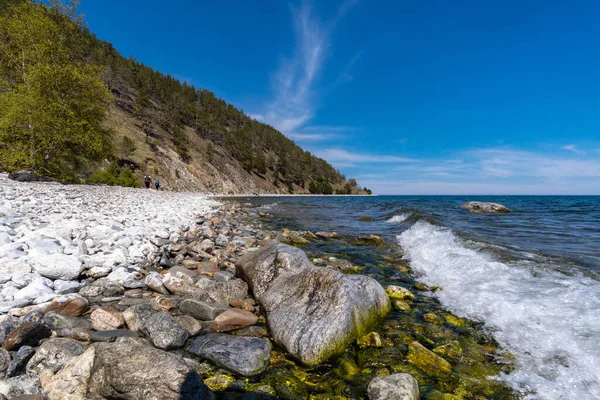 Stranden Pebble Stranden Sjön Baikal — Stockfoto