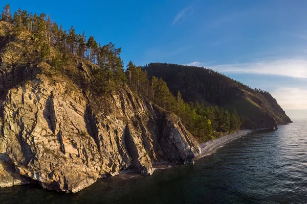 Uitzicht Vanuit Lucht Kust Van Het Baikalmeer — Stockfoto