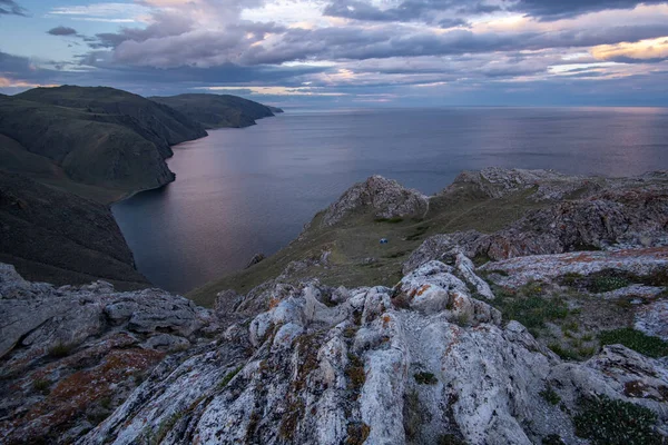 Красивий Захід Сонця Озері Байкал — стокове фото