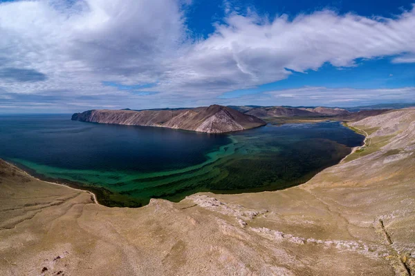 Flygfoto Över Ust Anga Bay Tazheran Kusten Sjön Baikal — Stockfoto