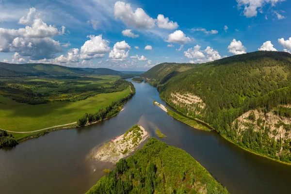 Aerial View Irkut River — Stock Photo, Image