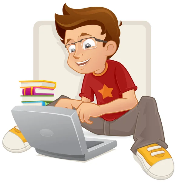 Teenager mit Laptop — Stockvektor