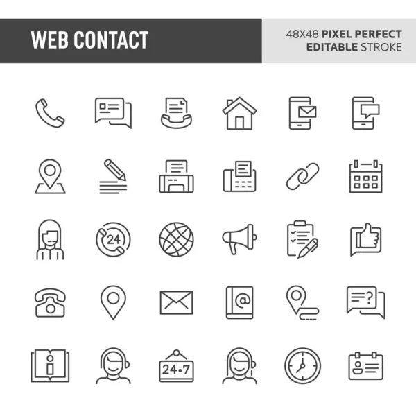 Набор векторных иконок веб-контактов — стоковый вектор