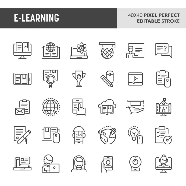 Conjunto de ícones vetoriais de E-learning — Vetor de Stock