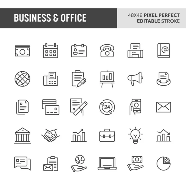 Набор векторных иконок для бизнеса и офиса — стоковый вектор
