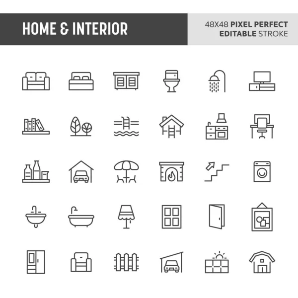 Home & Interior Icon Set — Stockvektor