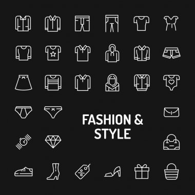 Moda Basit Çizgi Simge Seti