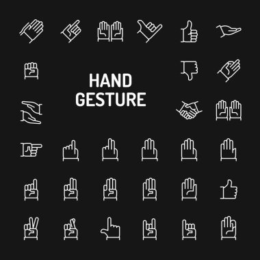 El Hareketleri Basit Çizgi Simge Seti