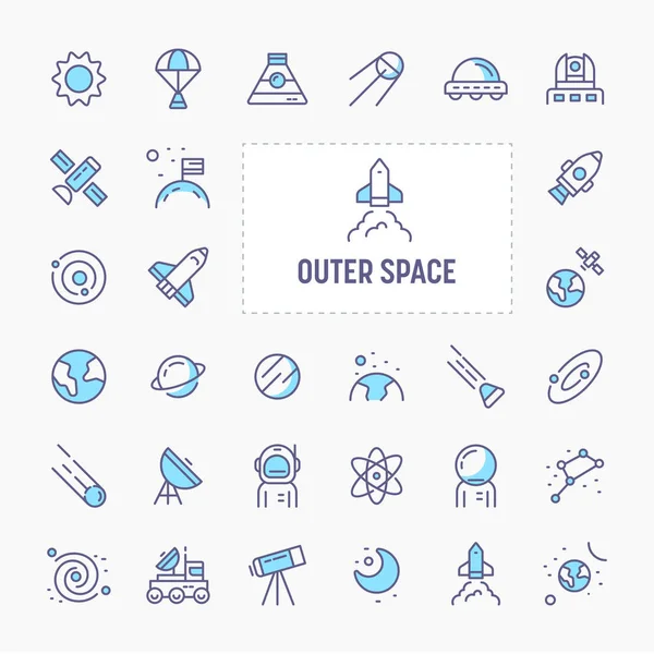 Outer Space Minimal Icon Set — Stock Vector