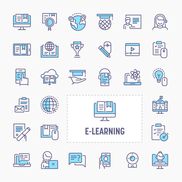 E-learning & Online Training Icon Set