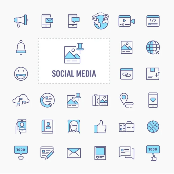 Ikona sociálních médií nastavena — Stockový vektor
