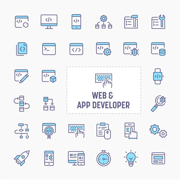 Web & App Developer sada ikon — Stockový vektor