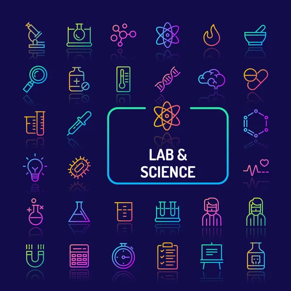 Laboratory & Sciences Gradyan Çizgi Simgesi Seti(Eps 10)