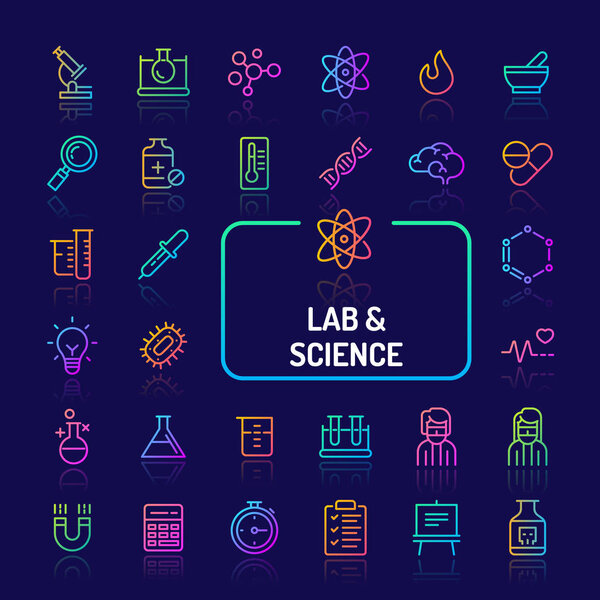 Laboratory & Sciences Gradient Line Icon Set(EPS 10)