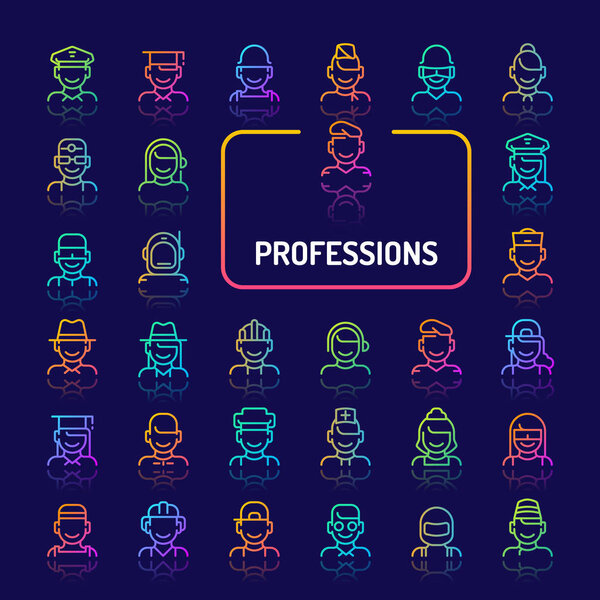 Профессии и профессии Gradient Line Icon Set (EPS 10
)