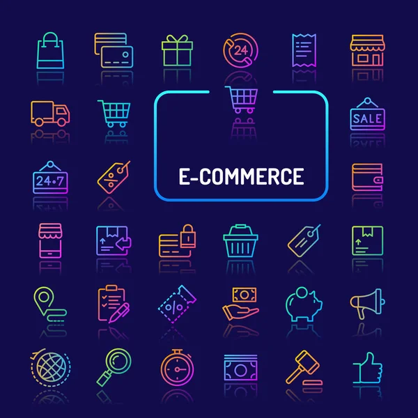 Business & E-commerce Gradient Line Simge Seti (Eps 10)