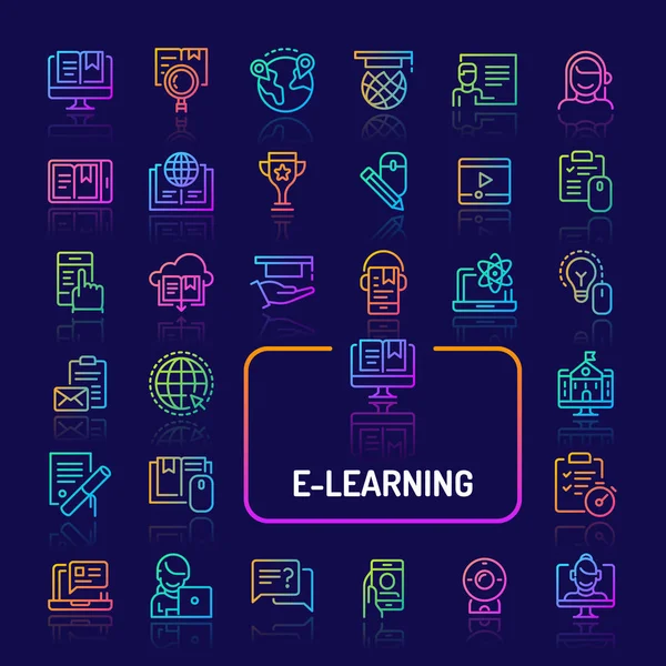 E-learning & online training gradient line icon set (Folge 10) — Stockvektor