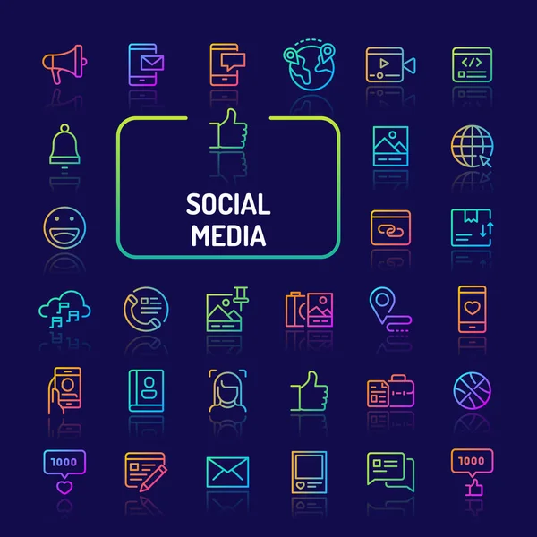 Social Media Gradient Line Icon Set (EPS 10)
