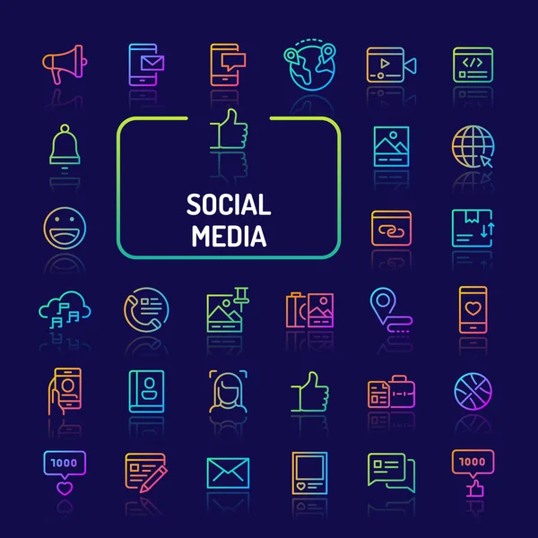 Conjunto de iconos de línea de gradiente de redes sociales (EPS 10 ) — Vector de stock