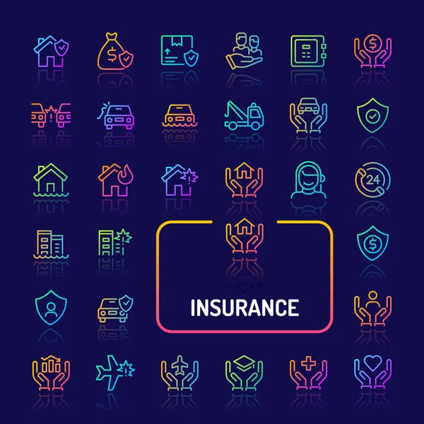 Business & Personal Insurance Gradient Line Simge Seti (Eps 10)