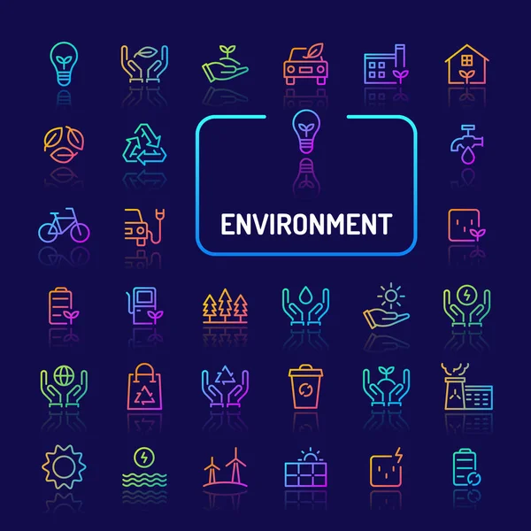 Conjunto de iconos de línea de degradado de medio ambiente ecológico (EPS 10 ) — Vector de stock