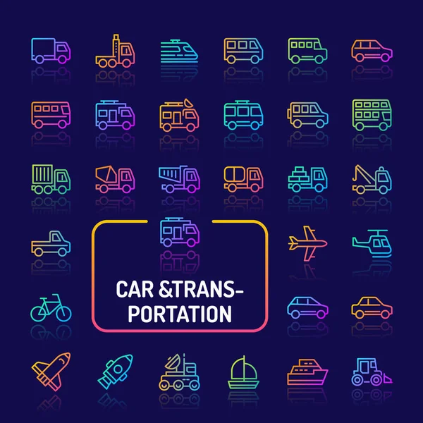 Cars & Transportation Gradient Line Simge Seti (Eps 10)