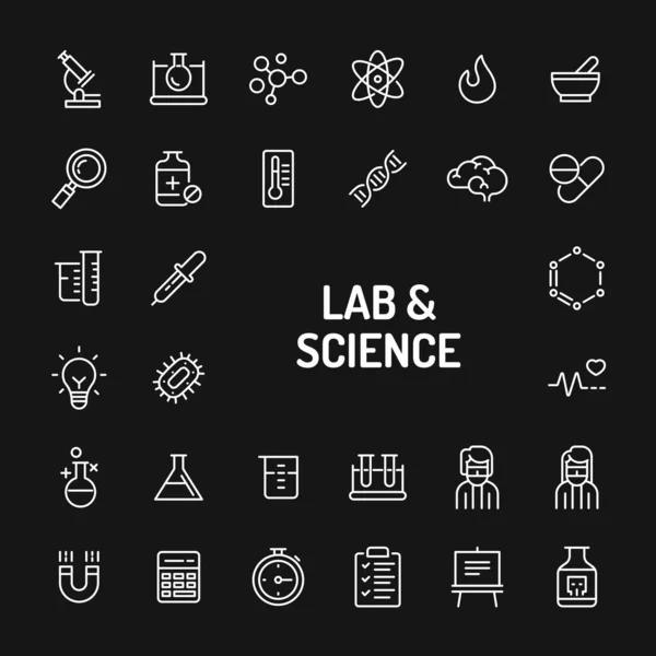 Laboratory & Sciences Basit Çizgi Simge Seti