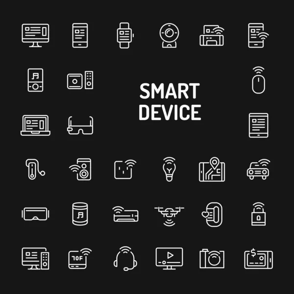 Smart Gadgets & Dispositivos Simple Line Icon Set — Vector de stock