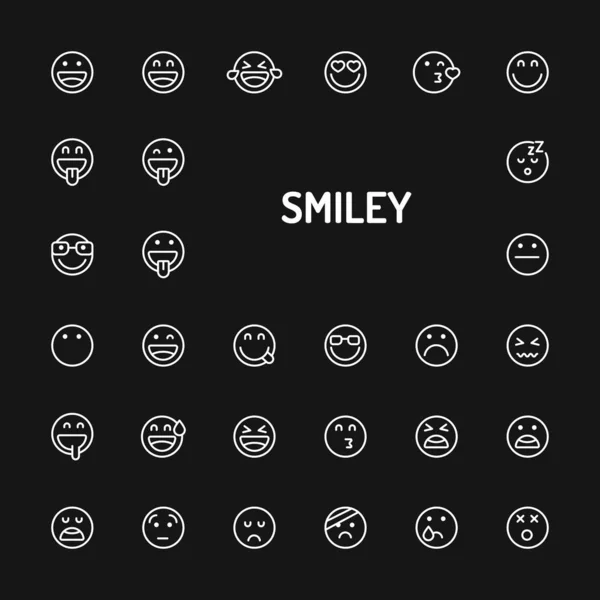 Smiley Face Conjunto de ícones de linha simples —  Vetores de Stock