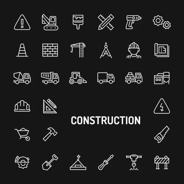 Edificios & Construcciones Simple Line Icon Set — Archivo Imágenes Vectoriales