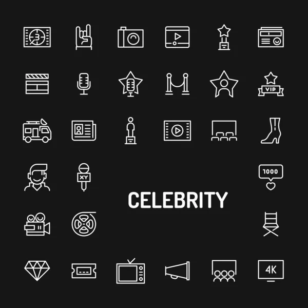 Celebrity & Superstars prosty zestaw ikon linii — Wektor stockowy