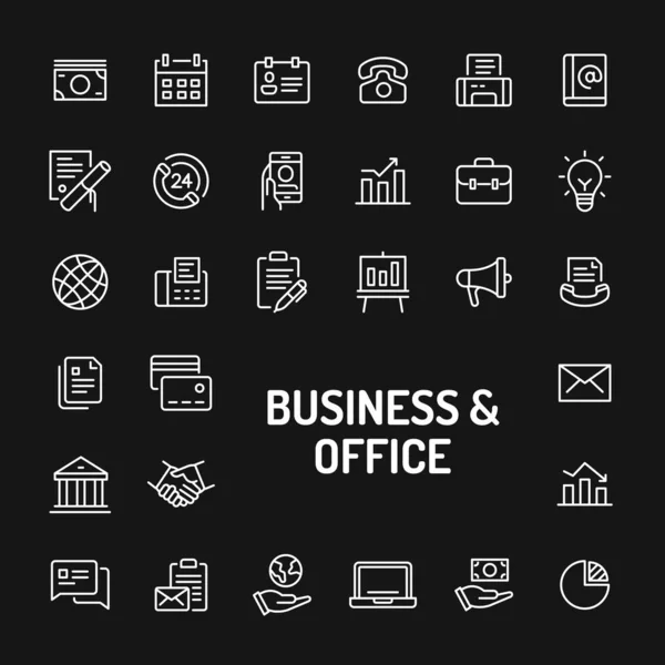 Business & Office Simple Line Icon Set Stock Illustration