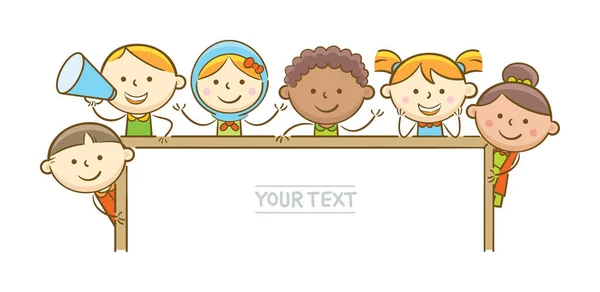 Kids Holding Whiteboard — Stock Vector