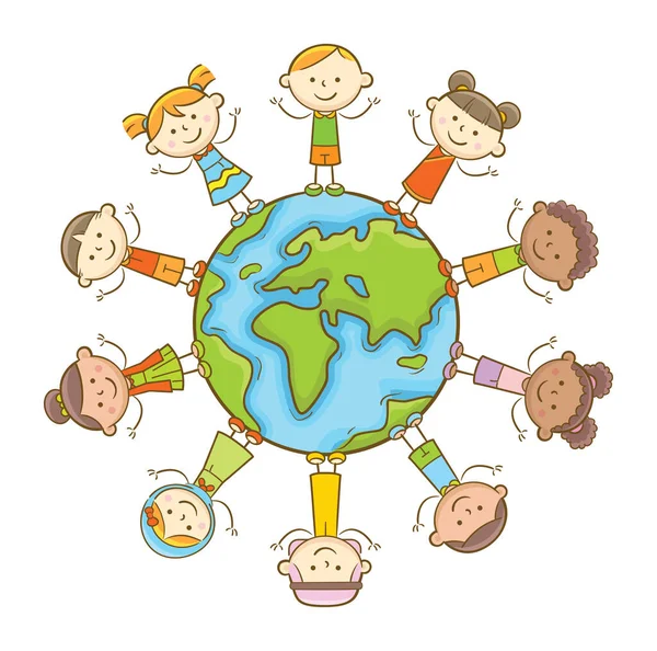 Niños multiculturales — Vector de stock