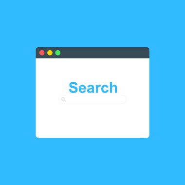 Tarayıcı penceresi. Düz stil içinde örümcek ağı kaş. Pencere kavramı Internet tarayıcısı. Mockup ekran tasarımı. Vektör illüstrasyon kavramı.