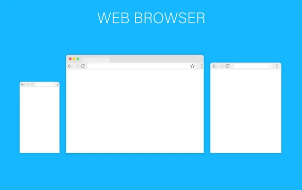 ブラウザー ウィンドウ。フラット スタイルの web ブラウザー。ウィンドウ コンセプトのインターネット ブラウザーです。モックアップ画面デザイン。ベクトル図の概念. — ストックベクタ
