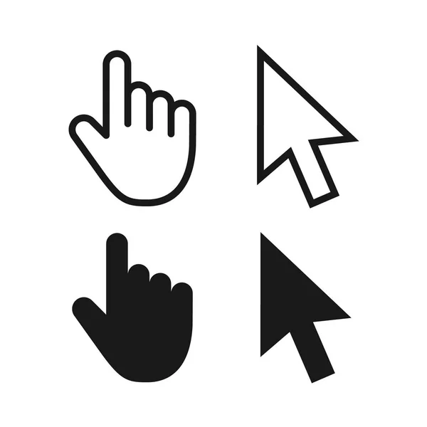 Ordenador ratón haga clic en cursor grises iconos de flecha establecer y cargar iconos. Icono del cursor. Ilustración vectorial. — Vector de stock