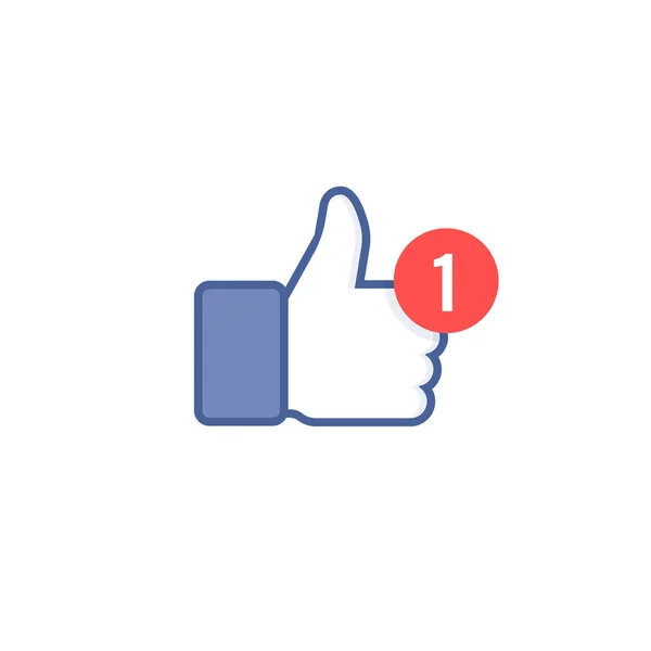 Pulgares hacia arriba como icono de la red social con nuevo símbolo de número de apreciación. Ilustración de redes sociales vectoriales . — Vector de stock