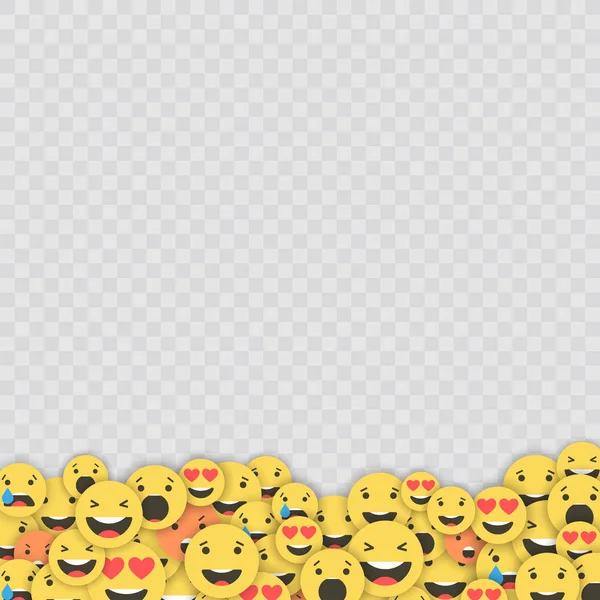 Conjunto de iconos emoji. Caras graciosas con diferentes emociones. Iconos de estilo plano emoji. Reacciones en redes sociales. Ilustración vectorial. Aislado sobre fondo transparente . — Vector de stock