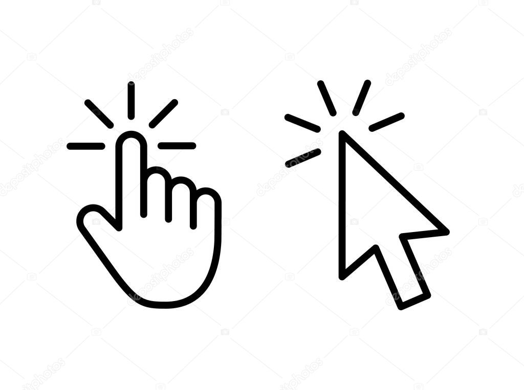 Computer mouse click cursor gray arrow icons set and loading icons. Cursor icon. Vector illustration.