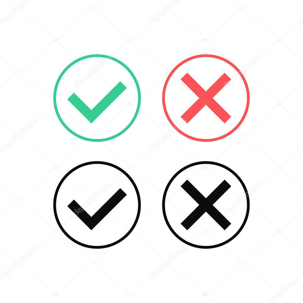 Speech bubble like dos and donts. Flat simple trend modern logotype graphic design. Concept of checklist element and reject or accept symbol for evaluation quiz. Vector illustration.